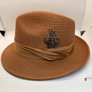 Stacy Adam’s Dublin Fedora Poly Braided Pinch Front Hat 23.5” XL, Missing Pin - Picture 1 of 10