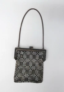 Antique Vintage Mini Mesh Coin Purse Keychain. Silver Tone Metal. Snap Closure - Picture 1 of 4
