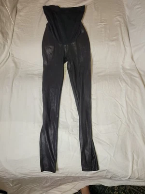 SPANX Faux Leather Maternity Leggings Black Coated Womens Small Petite - Image 1 of 3