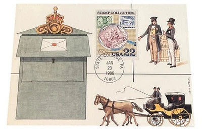 USA 1986 FDC THE ROMANCE OF STAMP COLLECTING JANUARY 23 MAXI CARD - Image 1 of 2