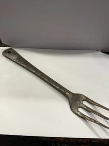 Vintage Primitive Forged Steel 3-Tine Meat Fork – 12” Long Rustic BBQ Utensil - Picture 1 of 6