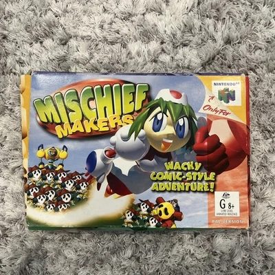 Juego Mischief Makers N64 Nintendo 64 en caja + manual PAL (1997) en caja en muy buena condición Foto 1 de 4