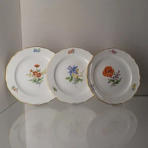 Meissen 3 platos de pastel flor de colores 2 Dm aprox 18 cm borde de oro 2 x 1. Opción 1 x 2. Wahl - Imagen 1 de 12