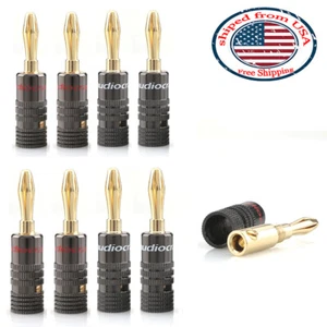 8pcs Screws Lock 24K Gold Plated Banana Plug HIFI Audio Speaker Cable Connector - Picture 1 of 9