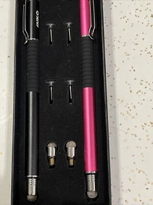 MEKO, Two stylus touch pens & 6 replacement nibs, Black & Pink with box - Picture 1 of 7