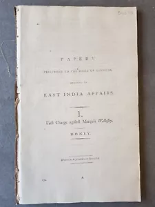 1806 HMSO REPORT EAST INDIA AFFAIRS CHARGE AGAINST MARQUIS WELLESLEY Wellington - Picture 1 of 15