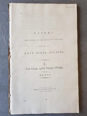 1806 HMSO REPORT EAST INDIA AFFAIRS CHARGE AGAINST MARQUIS WELLESLEY Wellington - Image 1 of 4