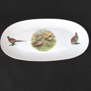 Porcelain Oblong Serving Tray Dish- Gold Trim ~ Naaman Israel 10" long - Picture 1 of 11