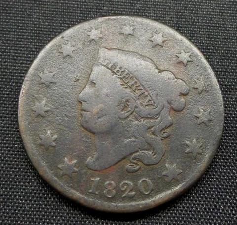 1820 Coronet Head Large One Cent 1c Coin - B576 Cover