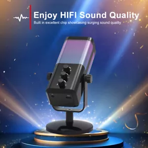 Gaming RGB Microphone with Noise Cancellation, Studio USB Computer Condenser Mic - Picture 1 of 13
