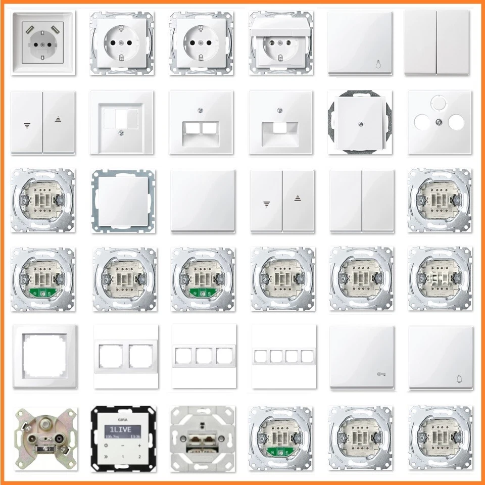 MERTEN / IMABO MERTEN System M, M-Smart 1-M Steckdose Rahmen Schalter Wippe polarweiß glänzend