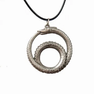 Ouroboros - Pewter Pendant - Serpent Eating its Tail 2 Coils- Symbol of Infinity - Picture 1 of 3