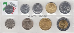 ITALY SET 1998 - 9 coins 1998 (1, 2, 5, 10, 20, 50, 100, 200, 500 LIRE) UNC - Picture 1 of 5