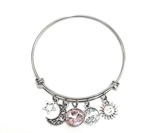 SCORPIO Zodiac OCTOBER Birthday Stainless Steel Expandable Bangle Charm Bracelet - Picture 1 of 4