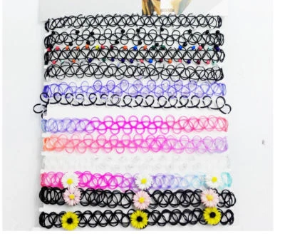 Collana Tatuaggio Choker Gotico Set Elastico Henné Donna Ragazze Set 12pz - Immagine 1 di 4