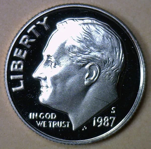 1987 S Proof Roosevelt Dime Ten-Cent Coin 10c - Picture 1 of 2