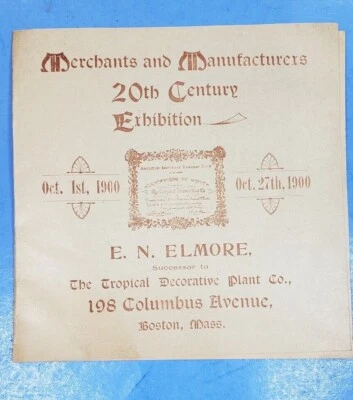 Pasta de cartão comercial planta exposição decorativa século 20 tropical 1900 Boston - Imagem 1 de 4