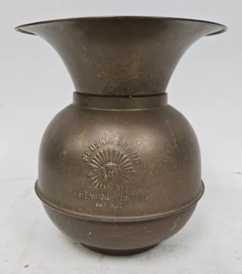 VTG Brass Redskin Brand Chewing Tobacco CutPlug Weighted Spittoon/Cuspitor 10" Foto 1 de 4