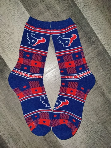 Houston Texans Mens Thick Dots NFL Team Crew Socks Large Cover
