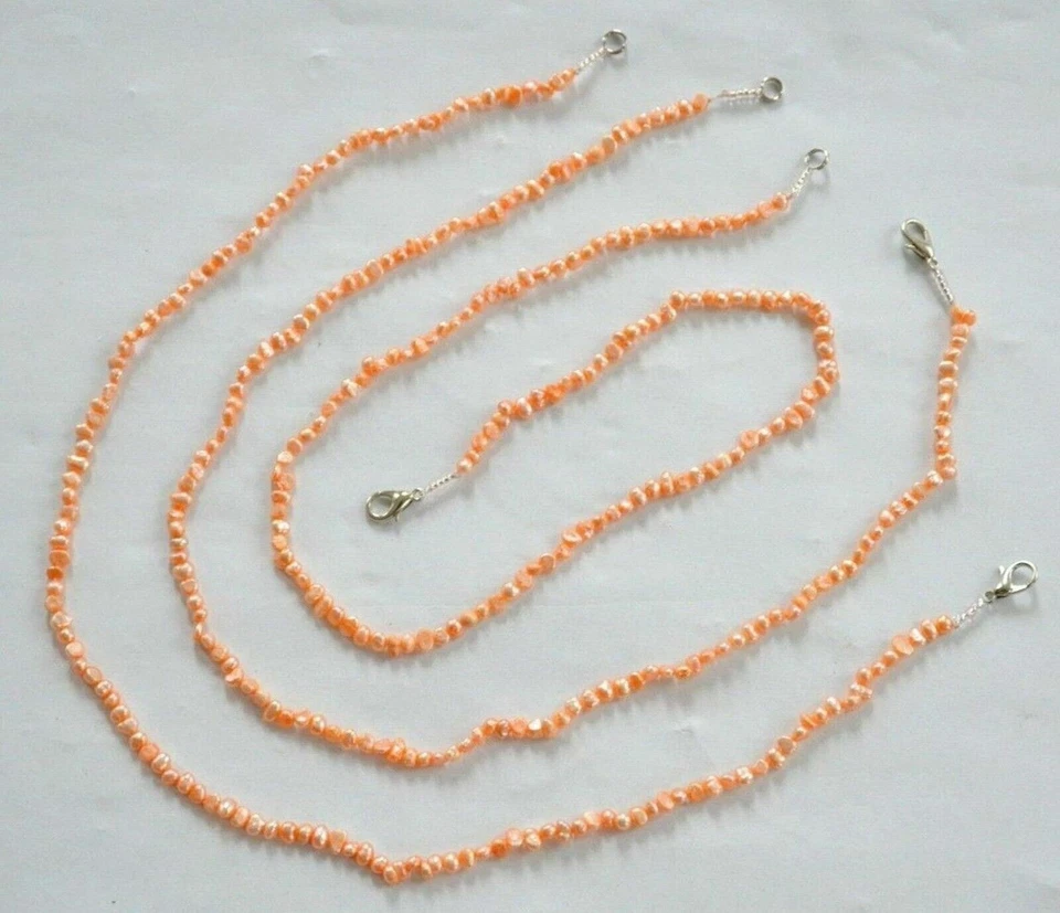 Zucht-Perlen-Ketten, echte Süßwasserperlen-Halskette 1 Stück 42 lang Rosa/Orange - Bild 1 von 1