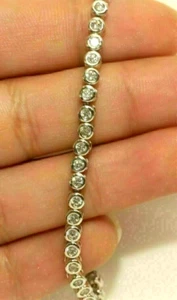 12Ct Round Lab Created Diamond Bezel Set Tennis Bracelet 14k Yellow Gold Plated - Picture 1 of 9