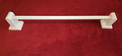 Vintage Milk Glass Towel Bar 18" Rod with Porcelain Rod Holders Cover