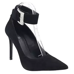 Michael Michael Kors Women Ankle Strap Pump Heels Giselle Size US 7M Black Suede - Picture 1 of 6