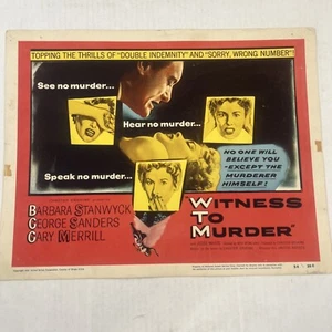 WITNESS TO MURDER (1954) Title Lobby Card Barbara Stanwyck & George Sanders - Picture 1 of 13