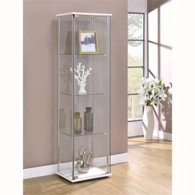 Coaster Bellatrix Rectangular 4-shelf Glass Curio Cabinet White and Clear - Image 1 of 4