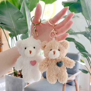 Mini Cute Bear Plush Keychain Women Men Soft Fluffy Key Chain Doll Bag Pendant - Picture 1 of 18
