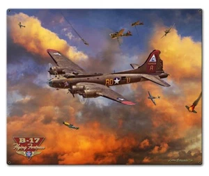 B-17 FLYING FORTRESS WWII BOMBER Metal Sign by Larry Grossman - Picture 1 of 2