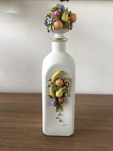 Bottiglia Vintage In Porcellana Biscuit Capodimonte Per BAROTTI Decori Frutta - Imagen 1 de 14
