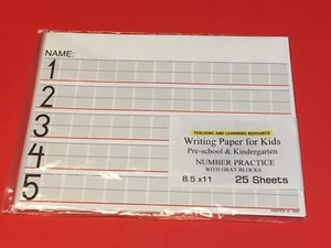 Papel de escribir para niños - Práctica de números con bloques grises - 11X 8,5 pulgadas, 20 lb, - Imagen 1 de 8