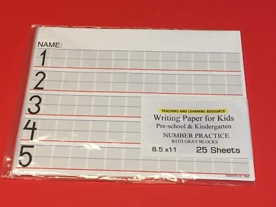 Papel de escribir para niños - Práctica de números con bloques grises - 11X 8,5 pulgadas, 20 lb, Foto 1 de 4