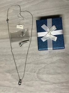 Nuevo conjunto de collar y aretes de cristal Swarovski Swan a juego - corte redondo - Imagen 1 de 7