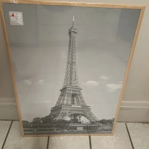 18"x24" Black & White Wall Hanging Framed Picture of Eiffel Tower Sealed - Picture 1 of 6