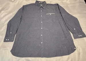 ORVIS Button Up Blue Denim Linen Cotton Mens Shirt Size XXL - Picture 1 of 10