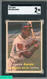 1957 TOPPS HANK AARON #20 BRAVES HOF SGC 2 GD - Picture 1 of 3