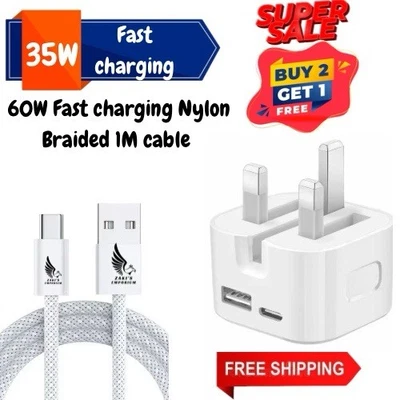 35W Dual Port Charger, Fast Charger USB To C Cable | Suitable for iPhone 17/16/ - Image 1 of 4