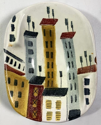 Bitossi Raymor Italy Mid Century Modern MCM Abstract Cityscape Dish Ashtray - Image 1 of 4