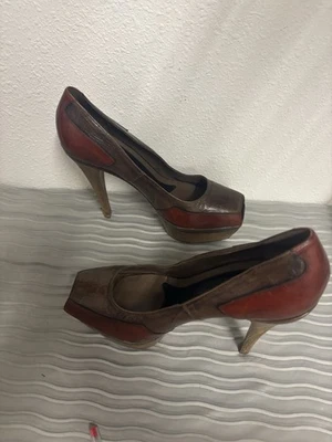Marni Wood High Heels Color Block Design - Image 1 of 3