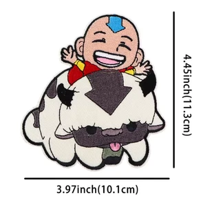 ATLA - Aang & Appa Last Airbender Anime Embroidered Patch 4.45in x 3.97in - Picture 1 of 1