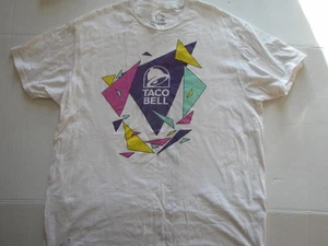 Taco Bell Shirt Mens 2XL White Graphic Tee Geometric Logo Fast Food Crewneck - Picture 1 of 5