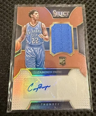 2015-16 Panini Select Cameron Payne RC Rookie AUTO Materials Copper Prizm /49 - Image 1 of 2