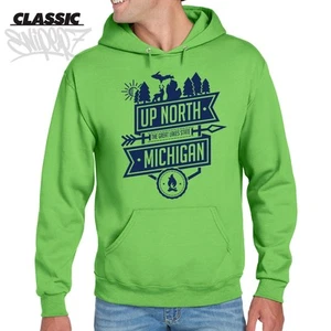 Up North The Great Lakes State Kiwi Green Classic Hoodie - Michigan Hooded Camp - Bild 1 von 3