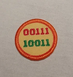 Vtg Girl Scouts Of America Computer Fun Merit Badge Orange Border Patch 90s - Picture 1 of 3