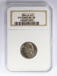 1994-P Jefferson Nickel Specimen 5C NGC MS69/SP69 - Picture 1 of 4