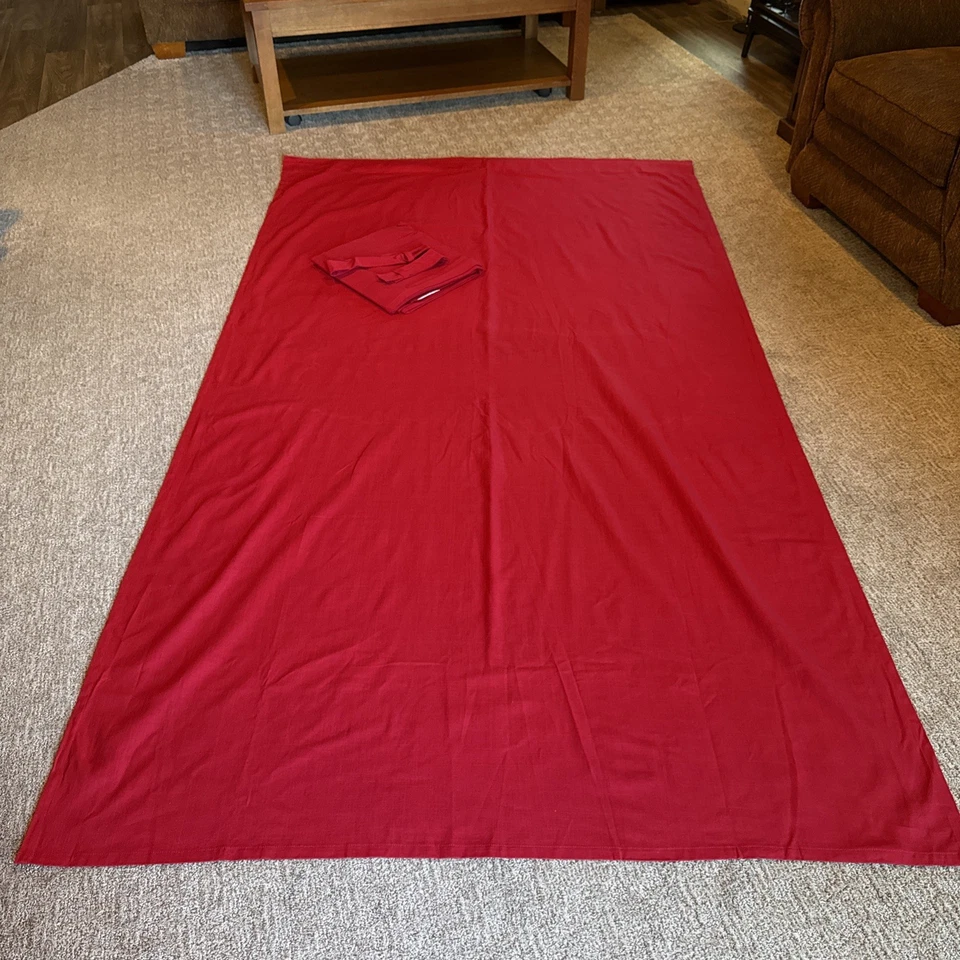 Шторы IKEA Ritva без подкладки 55 x 98 дюймов пара (2) панелей завязки спинки 100% хлопок красные - Изображение 1 из 4