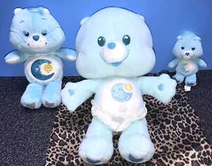 CARE BEARS BEDTIME BEAR, LOT OF 3 BEARS, LIGHT BLUE PLUSH, MINI, CUB, 2003-07! - Picture 1 of 24