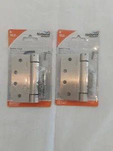 2 Spring Hinges National Hardware N351-023 V522 Spring Hinges, Satin Nickel, 4" - Picture 1 of 4